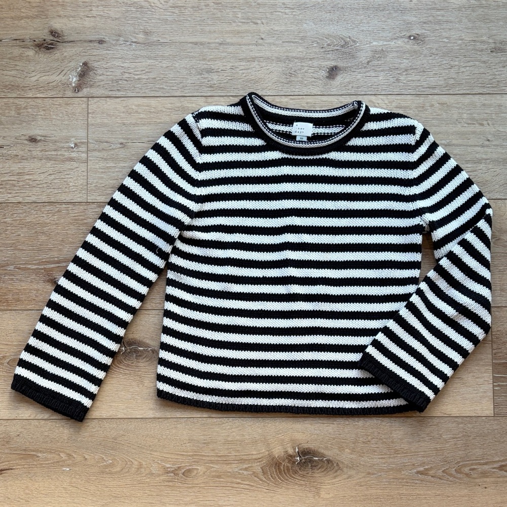 a new day Black and White Striped Sweater